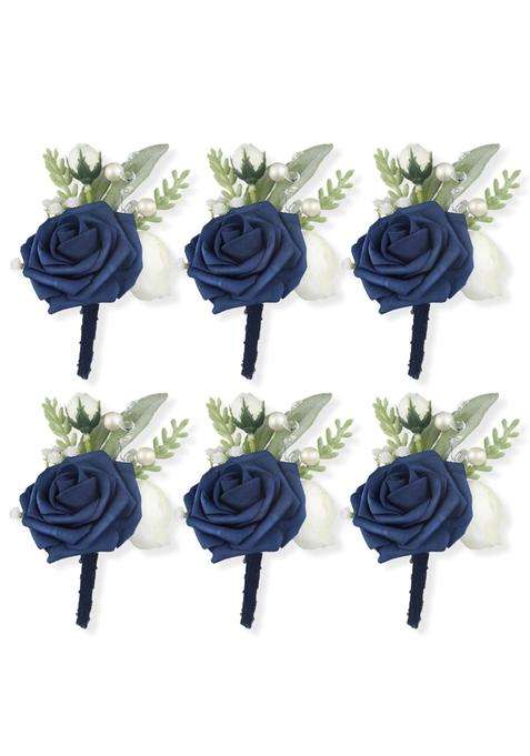 Rinlong 6Pcs Boutonnieres for Men Wedding Groom Boutonniere Groomsmen Accessories