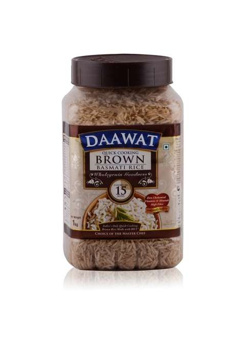 Daawat Basmati Rice - Brown, 1Kg Jar