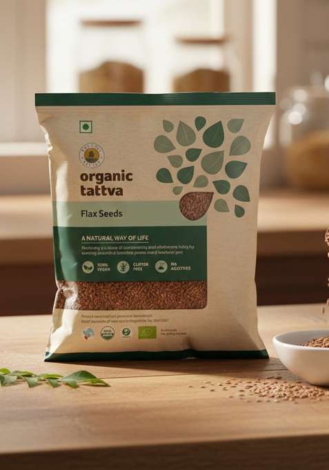 Organic Tattva Tattva, Flax Seeds (Alsi) Quality Raw Unroasted Seeds, No Artificial Additives Or Harmful Pesticides Enriched With Omega-3, Heart-Healthy (100G, Pouch)