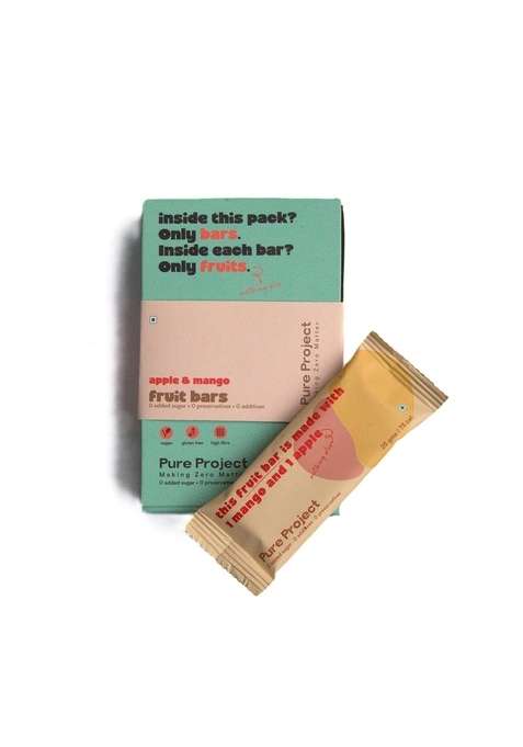 Pure Project Mango Apple Fruit Bars Zero Added Sugar Preservatives Just | 25 G X 4 Pack Of