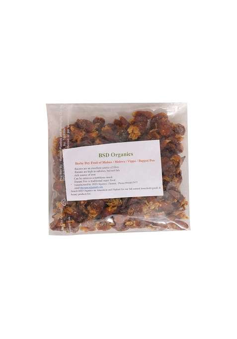 Bsd Organics Herby Dry Fruit Of Mahua Mohwa Vippa Iluppai Poo 100 Gram