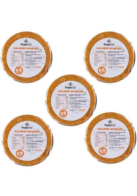 Superfills Bhakri Ready To Eat Vegetarian & Natural Ingredient Gujarati Healthy Snack Whole Wheat Chai Time 1000 Gms (Pack Of 5)