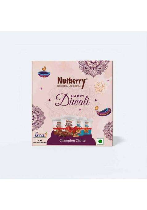 Nutberry Diwali Delight - Premium Peanut Butter Gift Pack (4 Flavours) (908 G, Of 4)