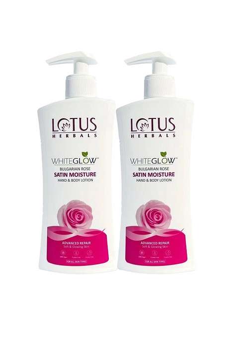 Lotus Herbals Set Of 2 Bulgarian Rose Satin Moisture Hand Body Lotion 270 Ml Each