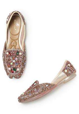 Marc Loire Womens Embellished Ethnic Mojaris Traditional Slip on Flat Footwear with Cushioned Insole and TPR